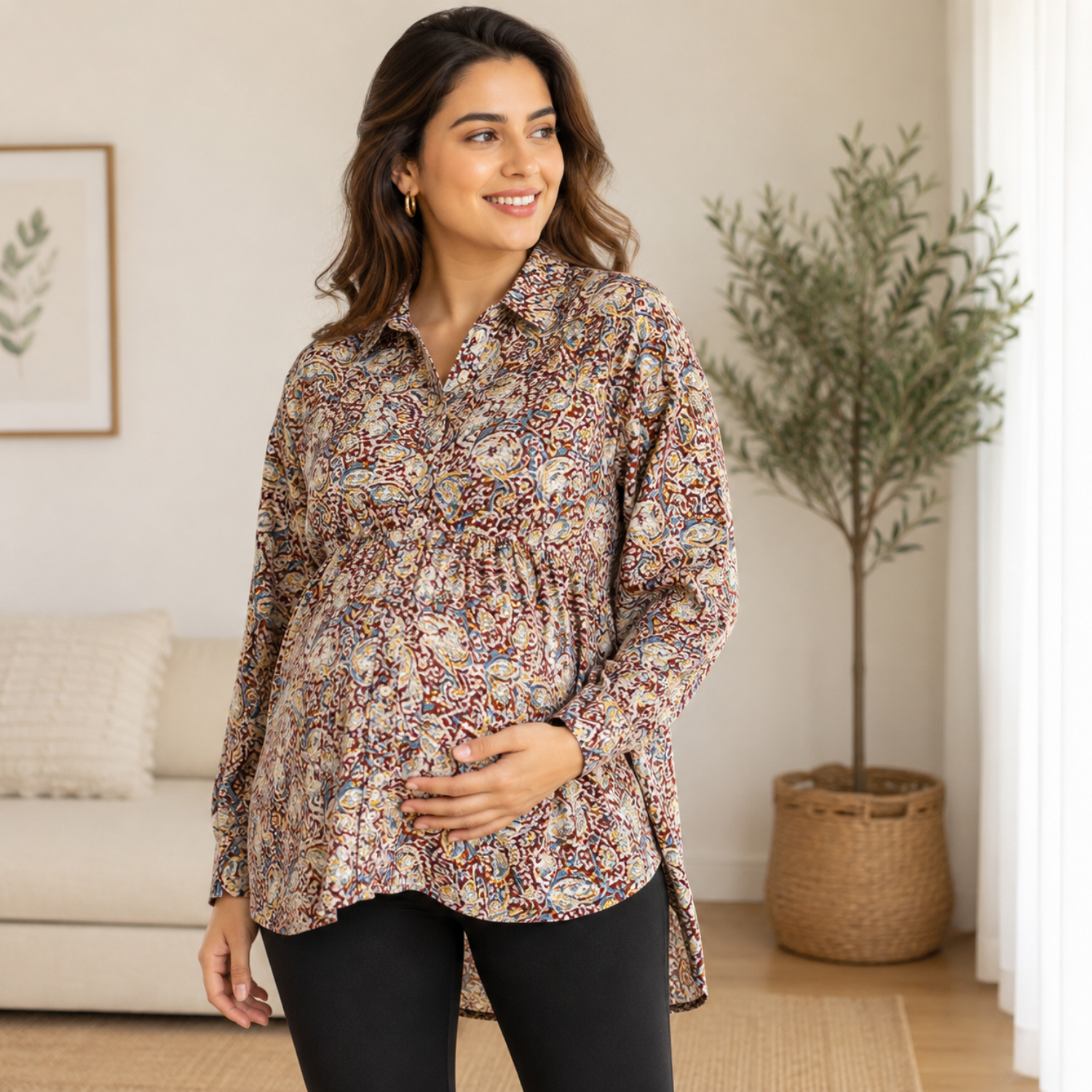 Kimaya Maternity and Nursing Oversized Shirt Multi