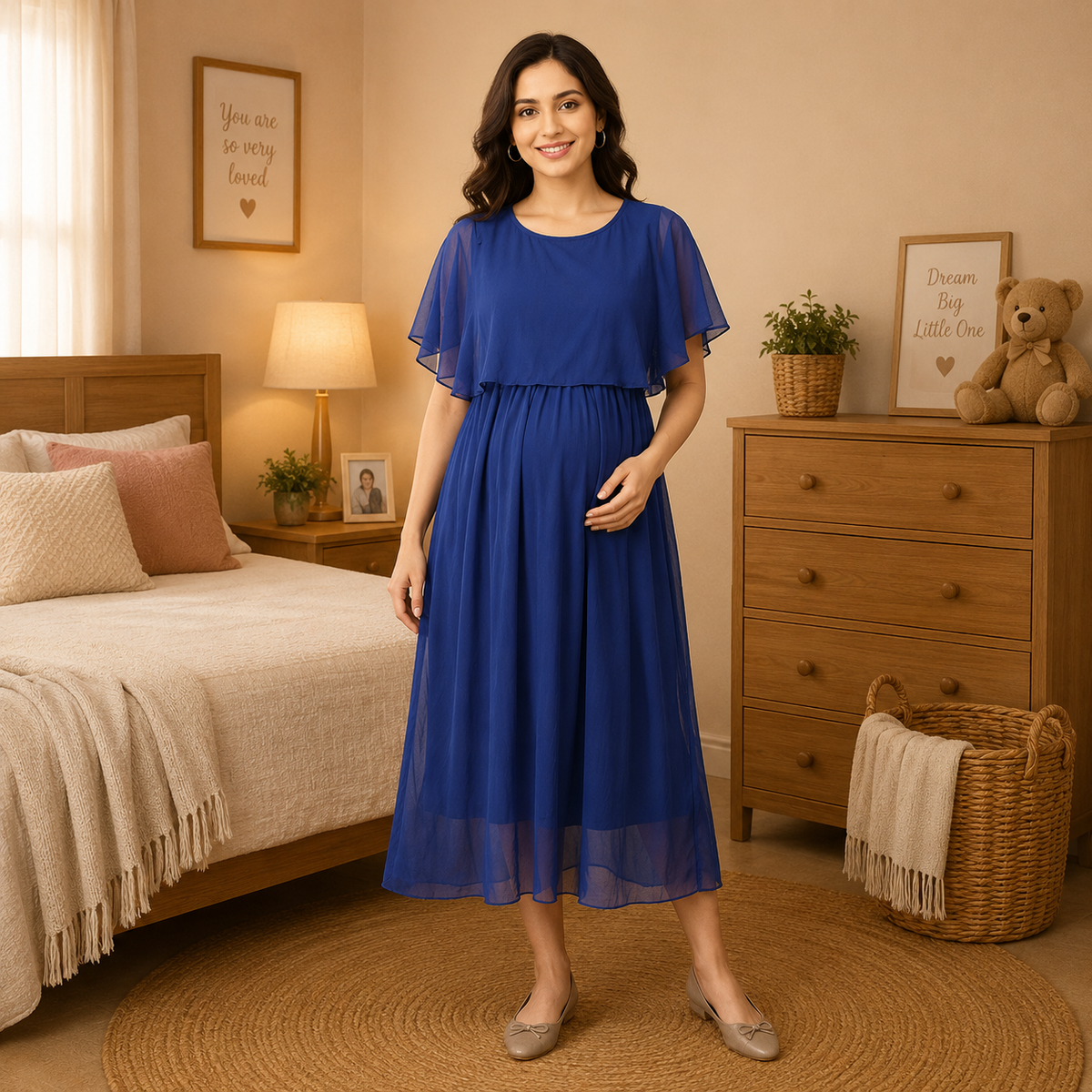 Nebula Grace Maternity and Nursing Dress Blue