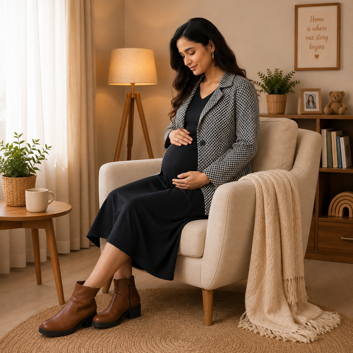 Styled to Wow Maternity and Nursing Shacket Dress Multi