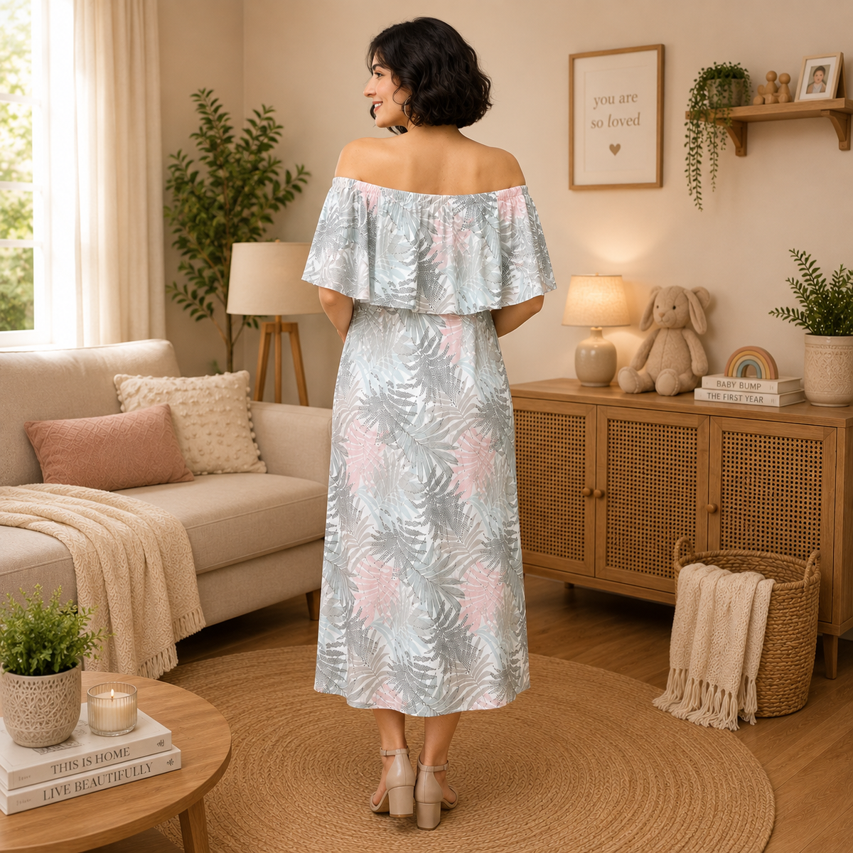 Oasis Tropical Maternity and Nursing Dress White