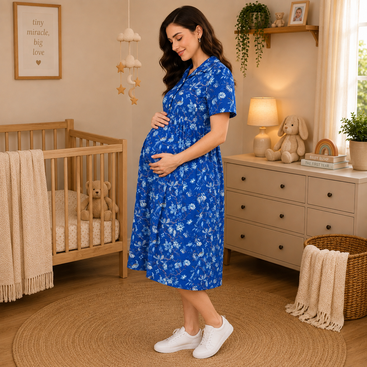 Bluebell Beauty Maternity and Nursing Dress Blue