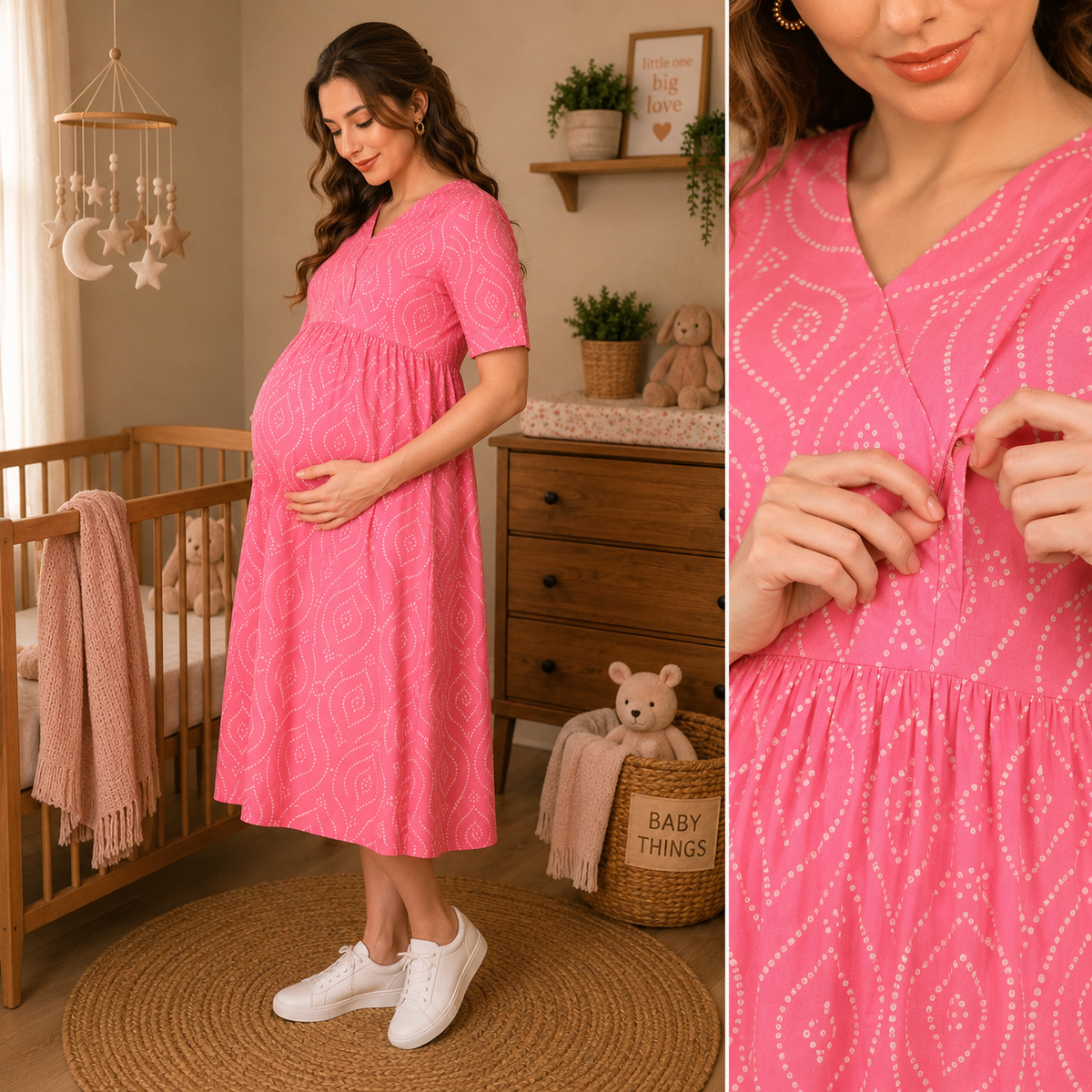 Flamingo Flirt Maternity and Nursing Dress Pink