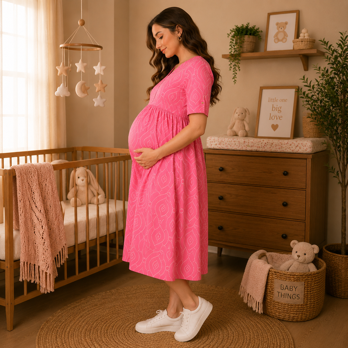Flamingo Flirt Maternity and Nursing Dress Pink