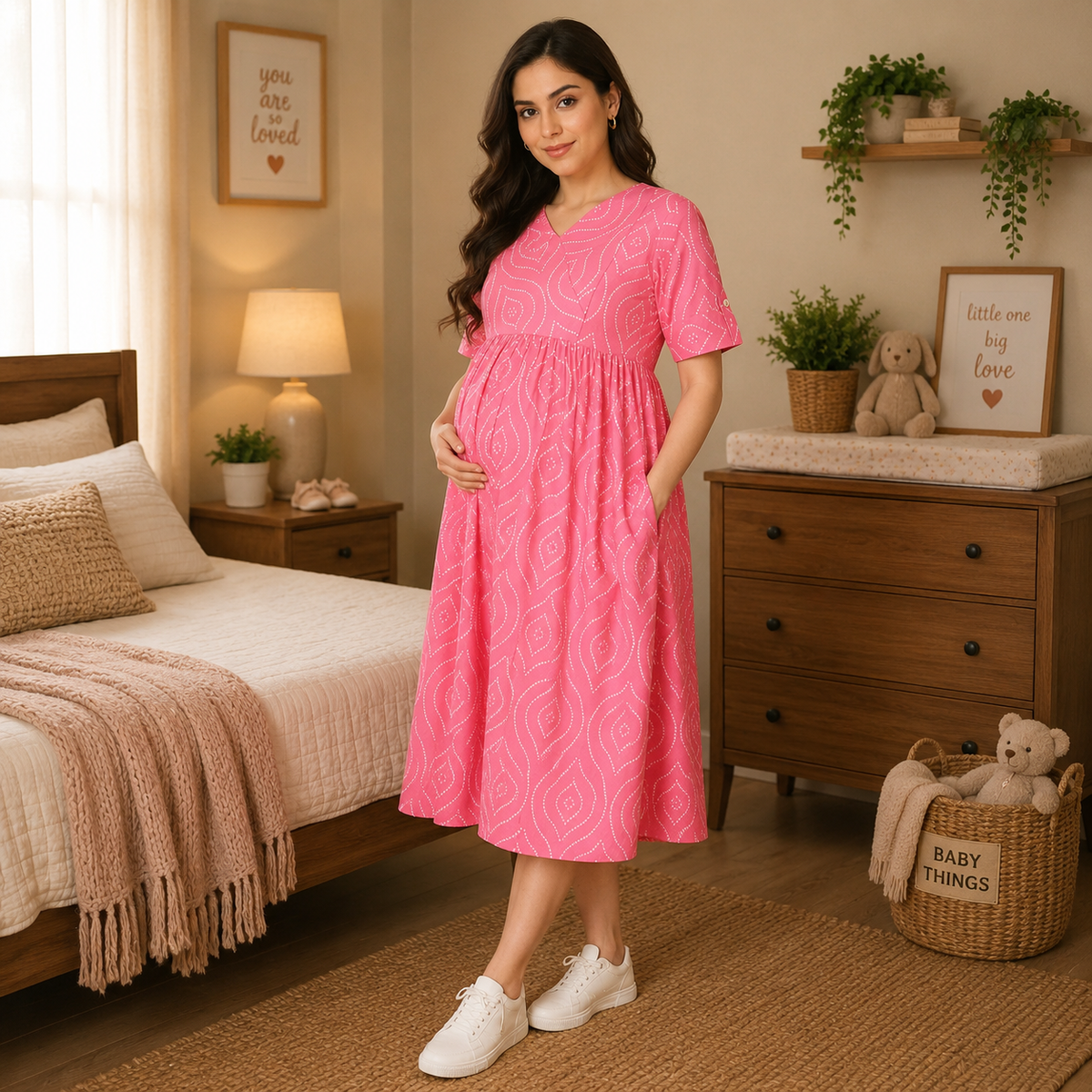 Flamingo Flirt Maternity and Nursing Dress Pink