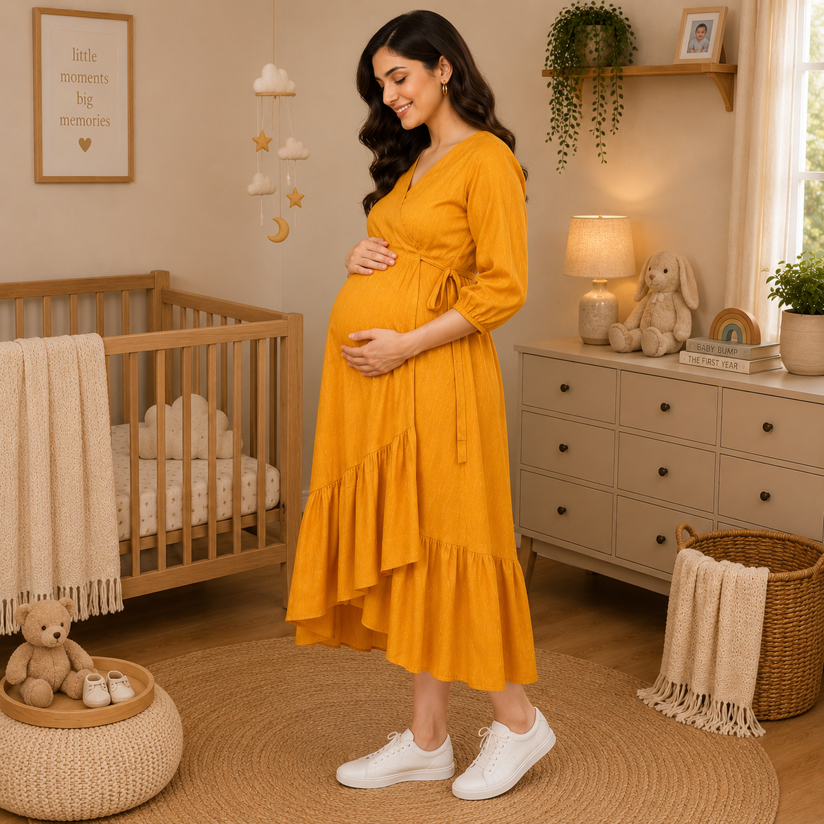 Yellow-a Go-Go Maternity Wrap Dress Yellow