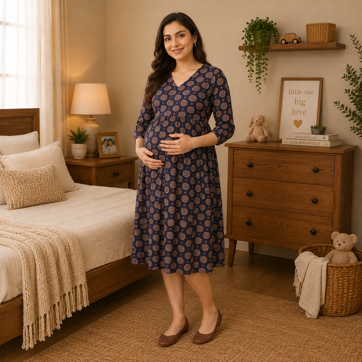 Navy Neat Maternity and Nursing Dress Navy