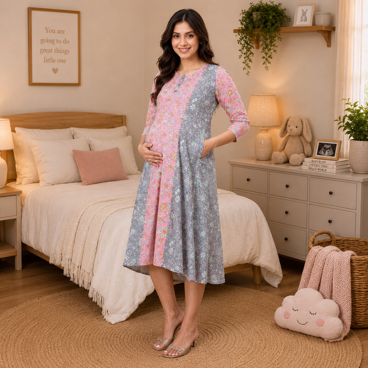 Chhaya Gulal Maternity and Nursing Kurti Dress Multi