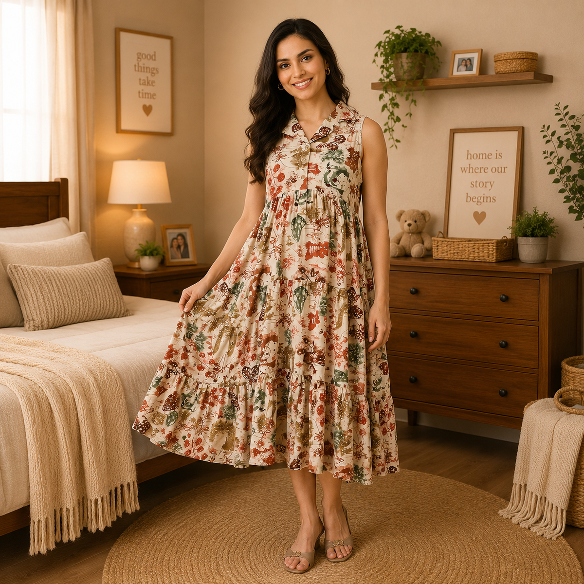 Meadow Muse Maternity and Nursing Dress Multi