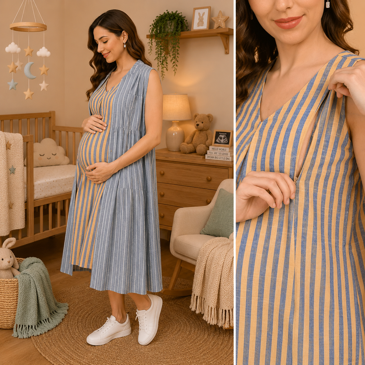 Modern Loom Maternity and Nursing Shacket Dress Multi