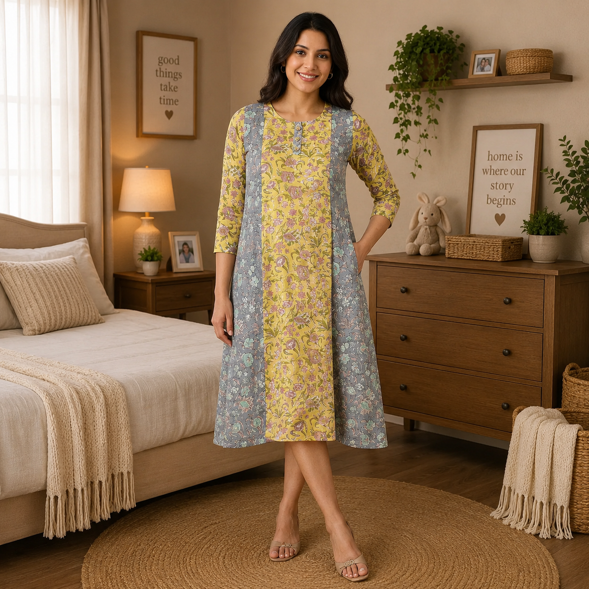 Dhup Chhaya Maternity and Nursing Kurti Dress Multi