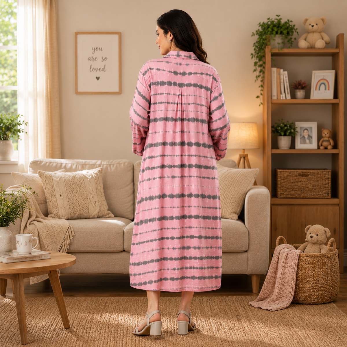 Blush & Swirl Maternity and Nursing Oversized Shirt Dress Pink