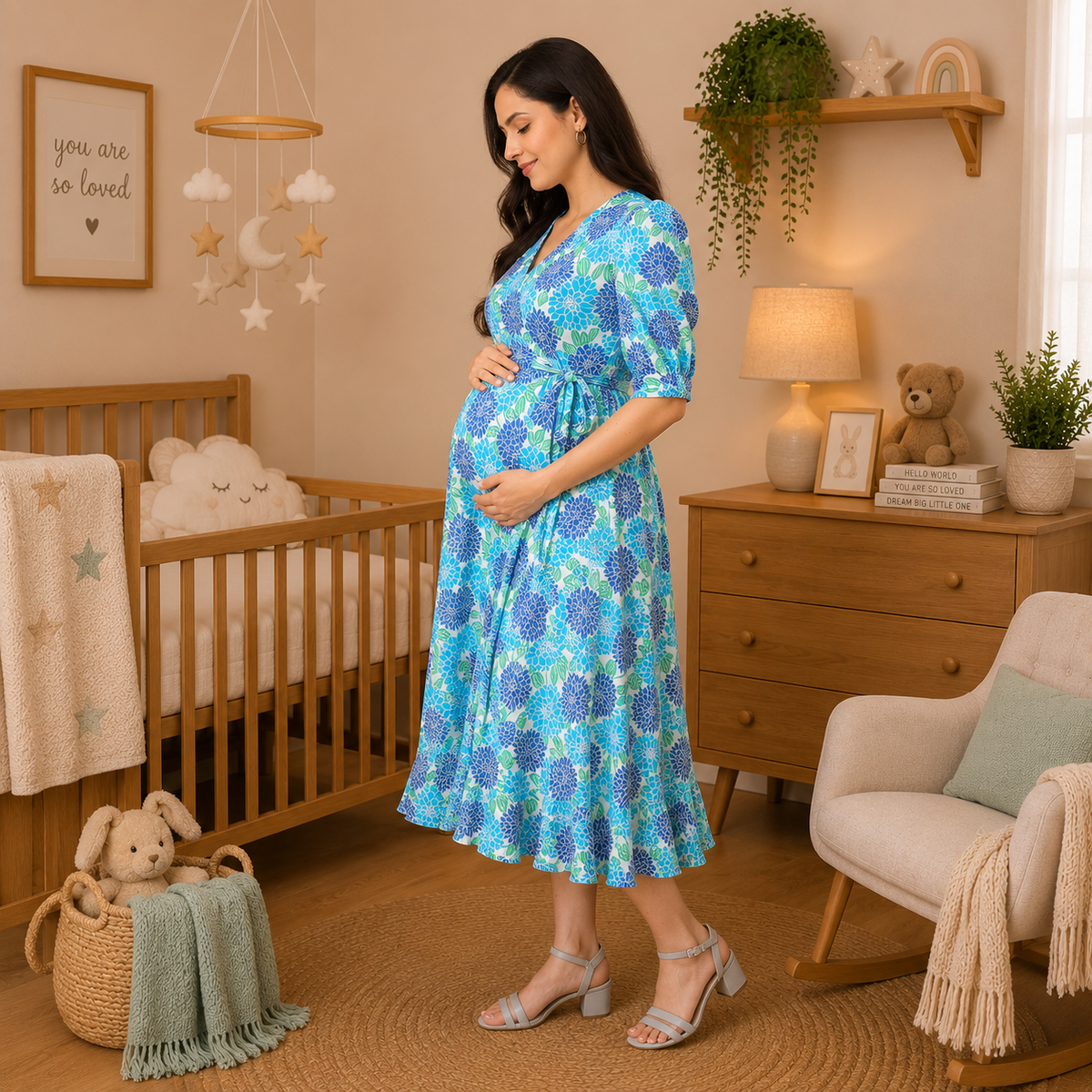 Dressed to Bloom Maternity and Nursing Wrap Dress Multi