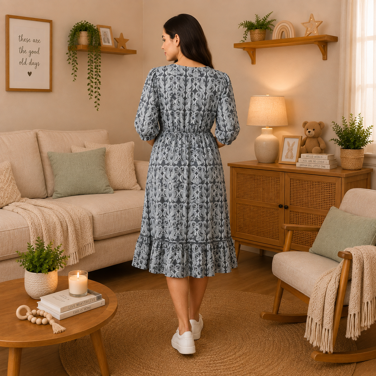 Darling Escape Maternity and Nursing Tier Dress Teal
