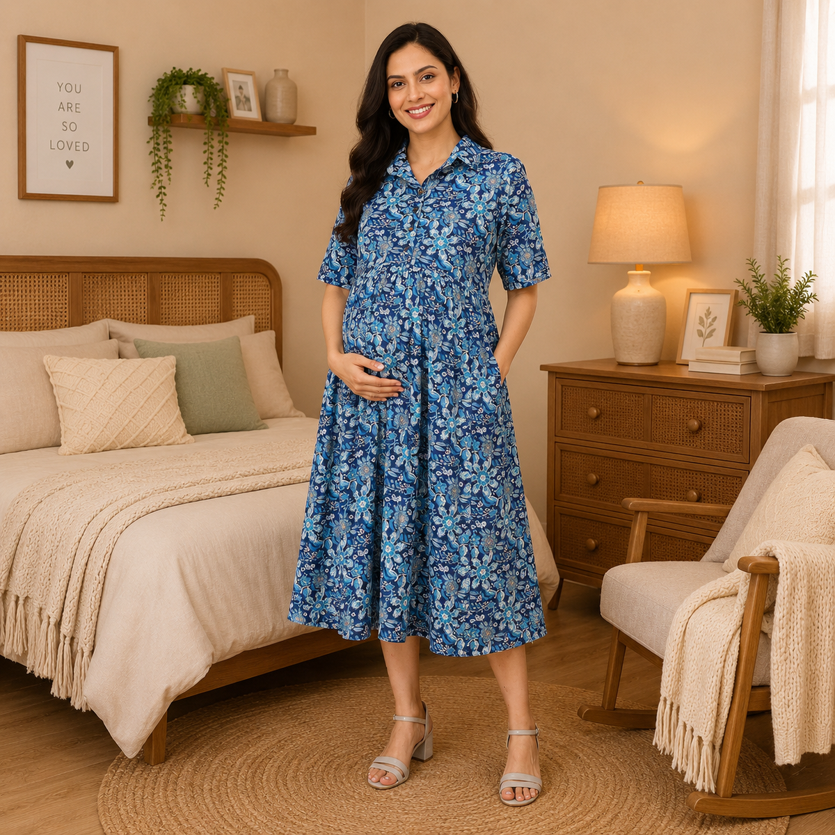 Vibe & Dyes Maternity and Nursing Dress Multi