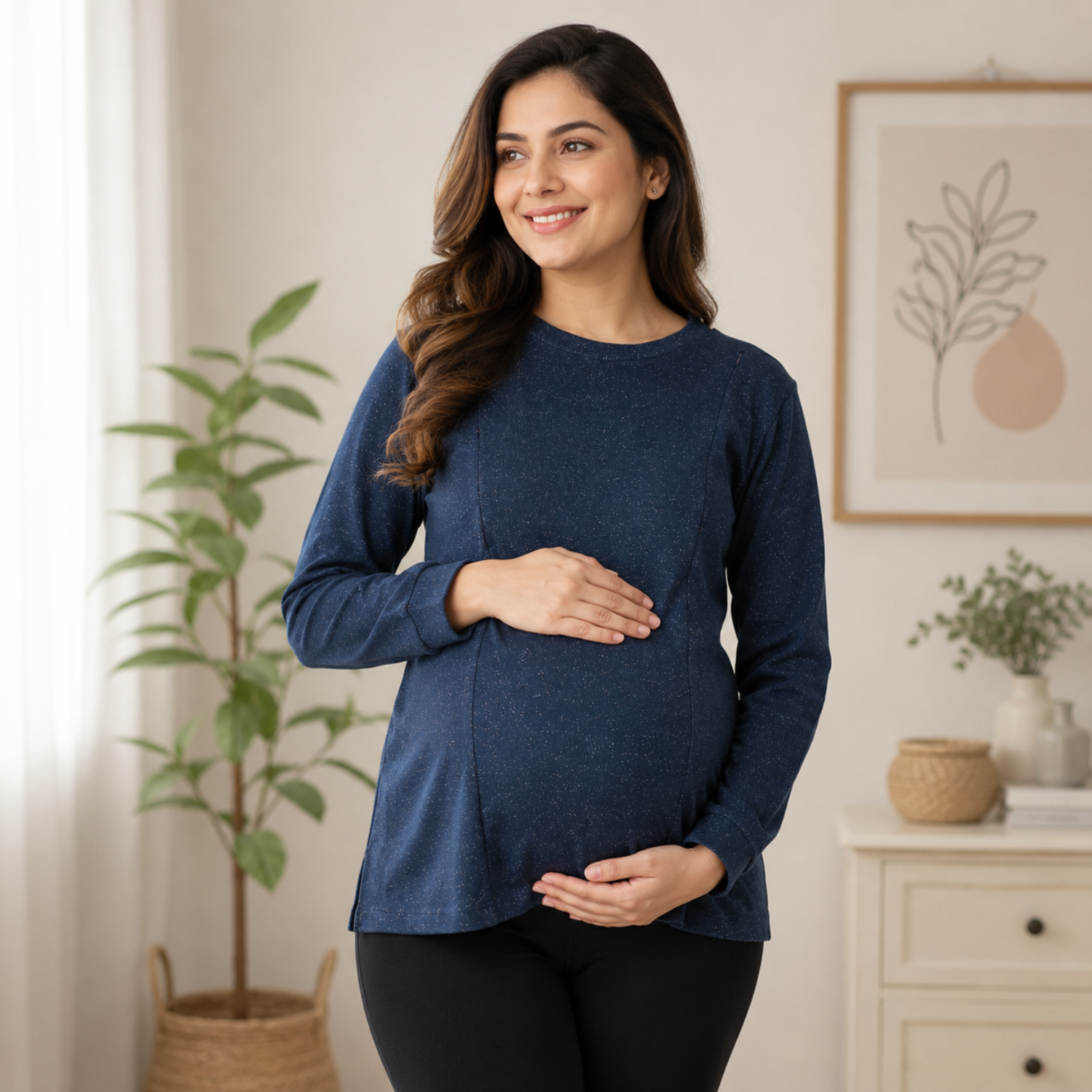 Shooting Star Maternity and Nursing Sweatshirt Navy