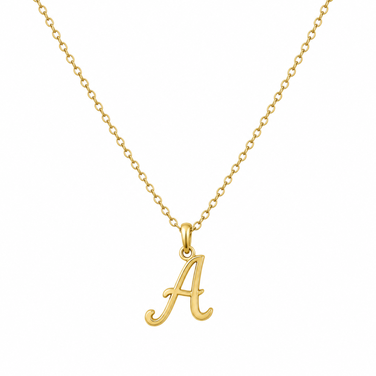 Initial Letter "A" Pendant Necklace in 925 Sterling Silver (Gold Plated)