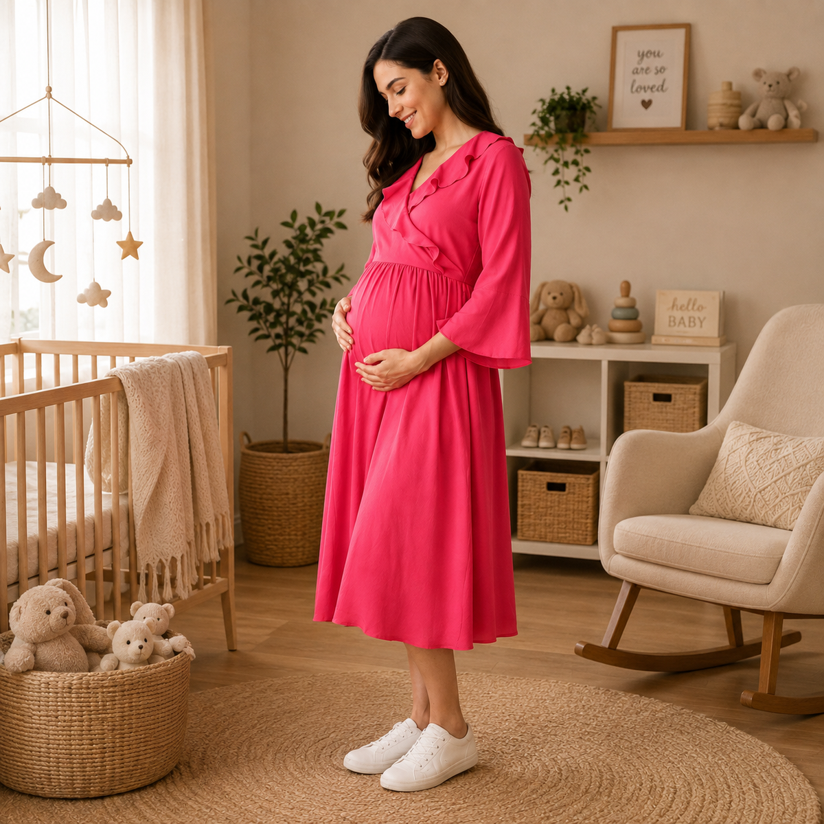 Flashback Fuchsia Maternity and Nursing Dress Fuchsia