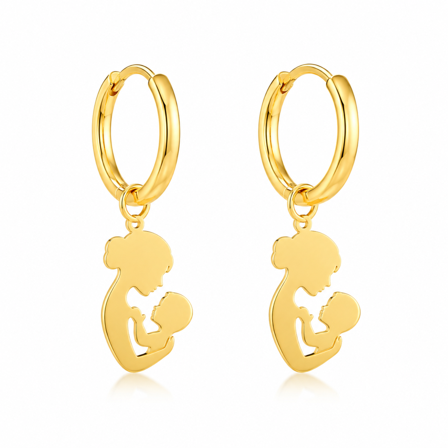 Sterling Silver Mother & Baby Silhouette Hoop Earrings