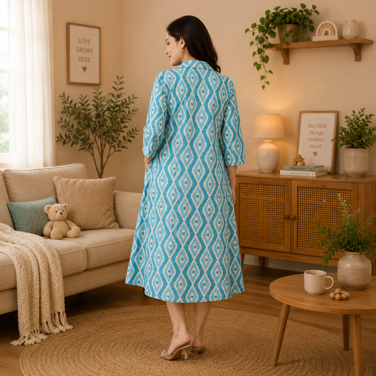 Sky's the Limit Maternity and Nursing Shacket Dress Multi