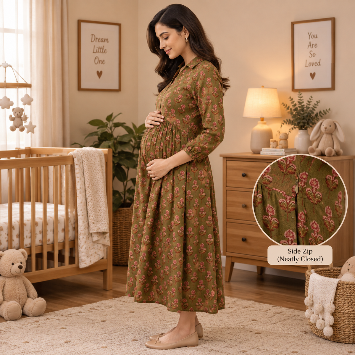 Grin & Green It Maternity and Nursing Dress Multi