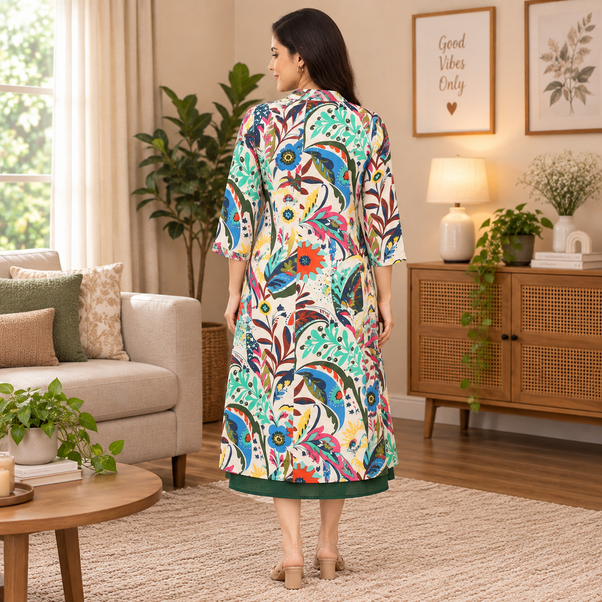 Petalicious Maternity and Nursing Shacket Dress Multi