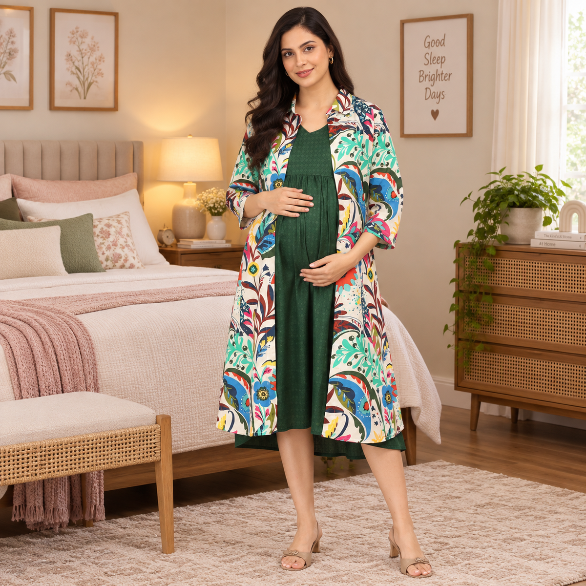 Petalicious Maternity and Nursing Shacket Dress Multi