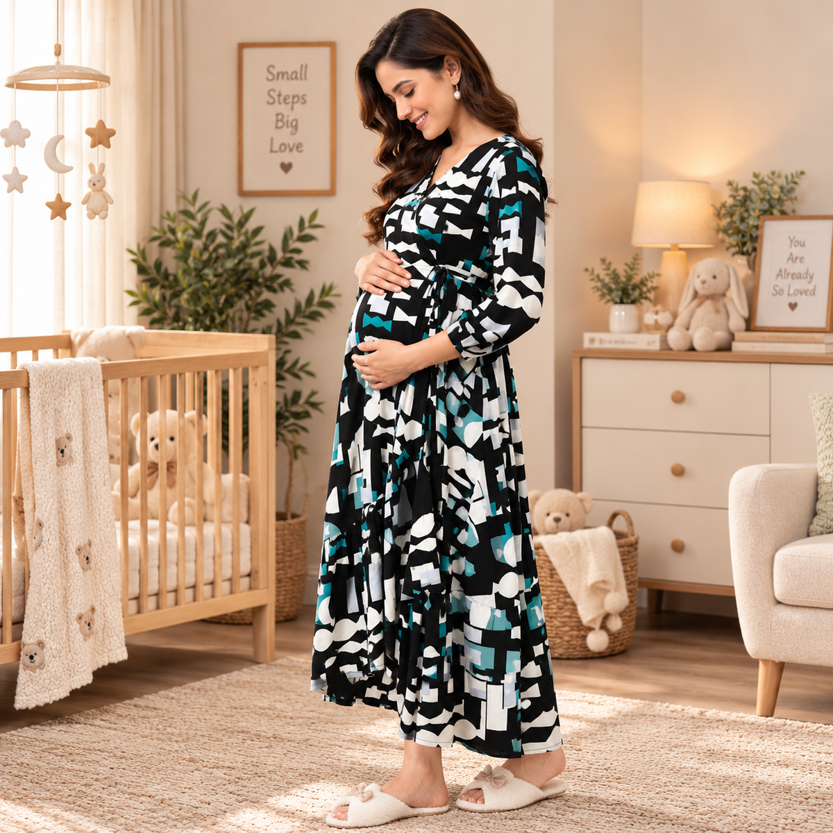 Color Me Black Maternity and Nursing Dress Multi