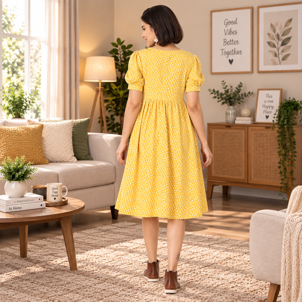 Sundress Polka Dot Maternity and Nursing Dress Yellow