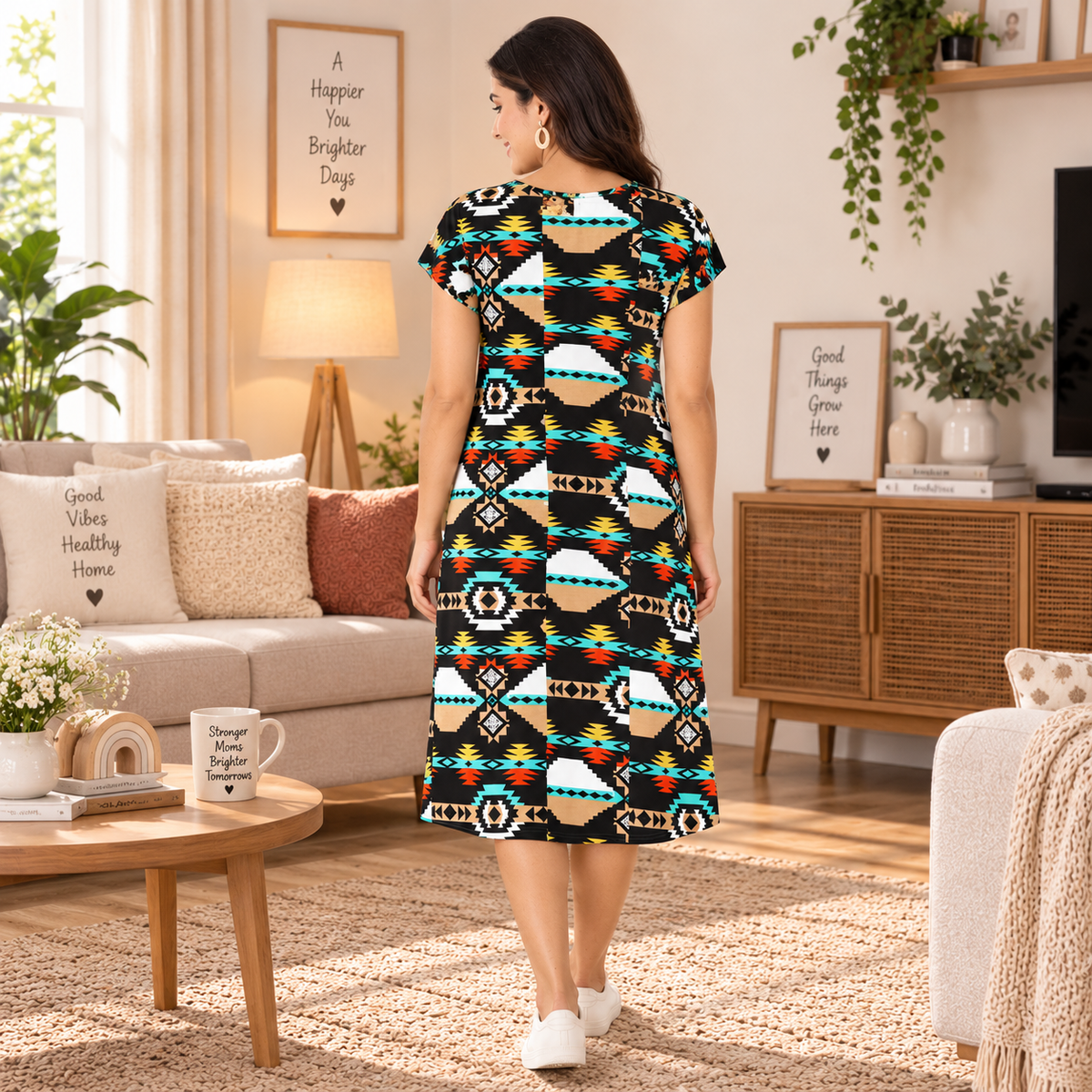 Ecstasy Stretchable Maternity and Nursing Tunic Dress Multi