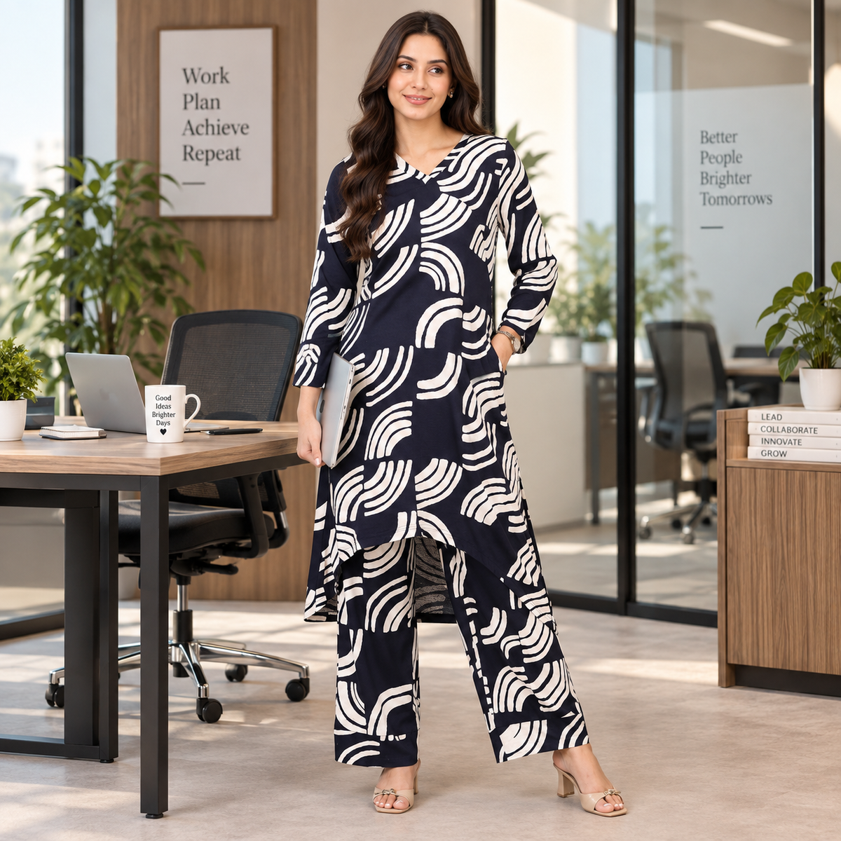 Brush Me Off Maternity and Nursing Co Ord Set Navy Blue