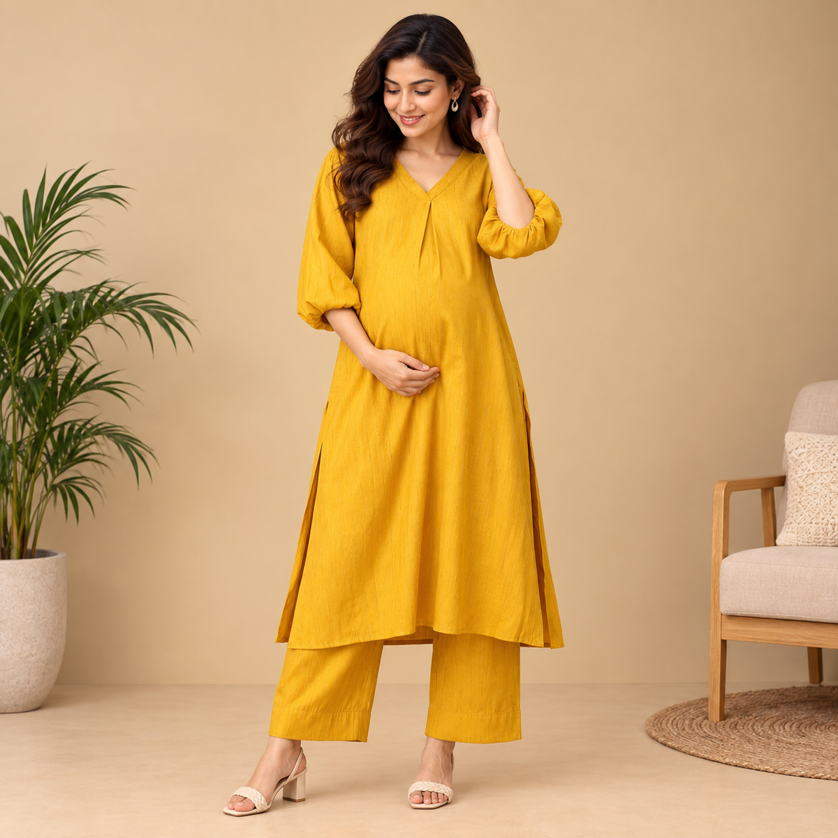 Sundaze Maternity and Nursing Co Ord Set Yellow