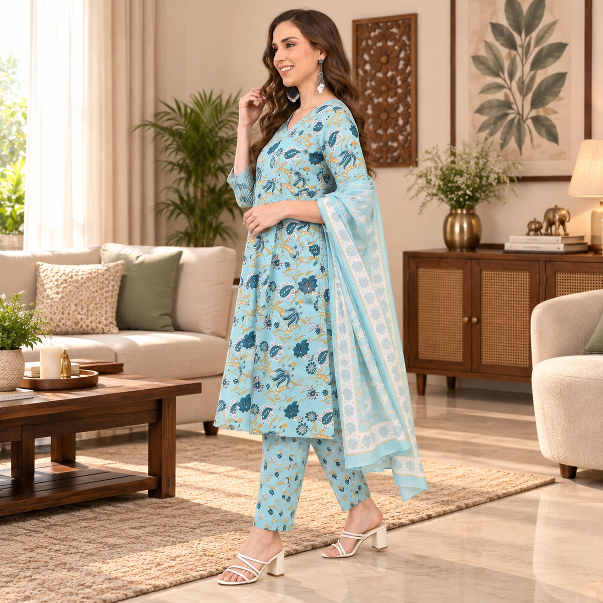 Neelam Saaz Maternity & Nursing Kurta Set – Sky Blue
