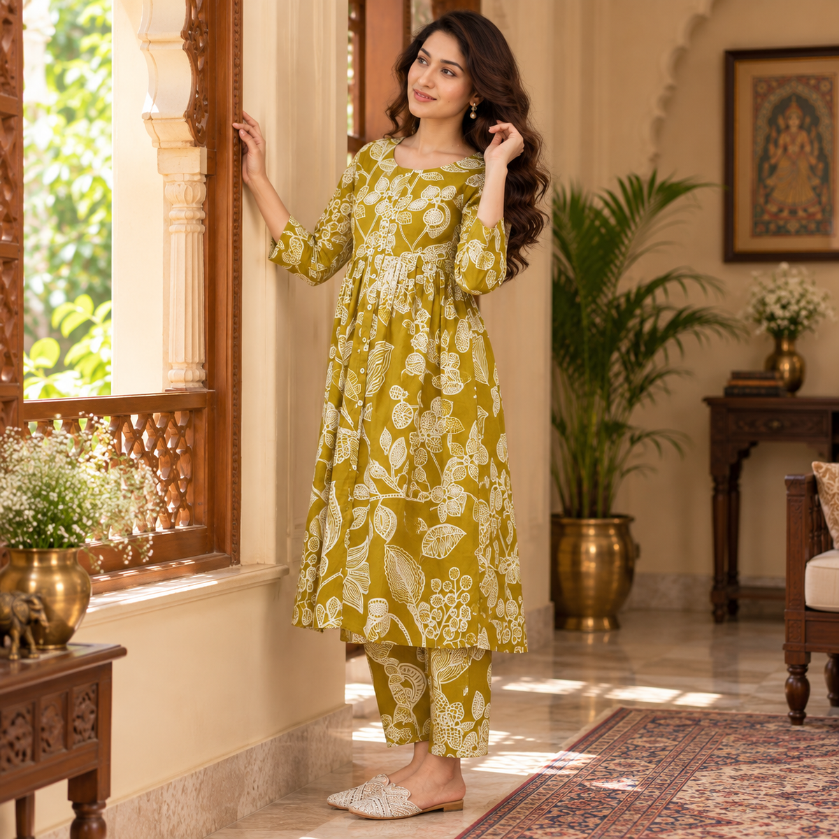 Mustard-ly Magical Nursing and Maternity Anarkali Kurta Set Mustard