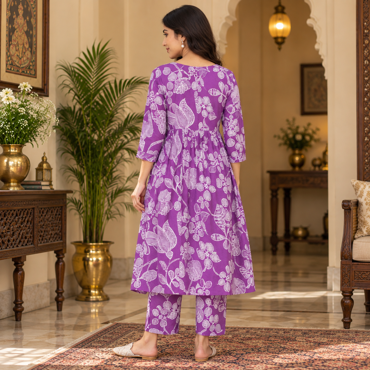 Ulta-Violet Beauty Nursing and Maternity Anarkali Kurta Set Purple