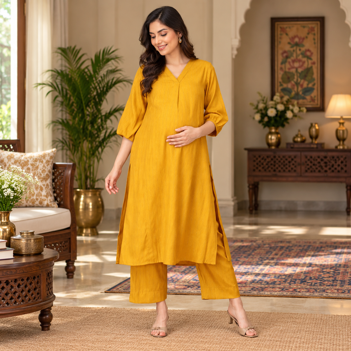 Sundaze Maternity and Nursing Co Ord Set Yellow