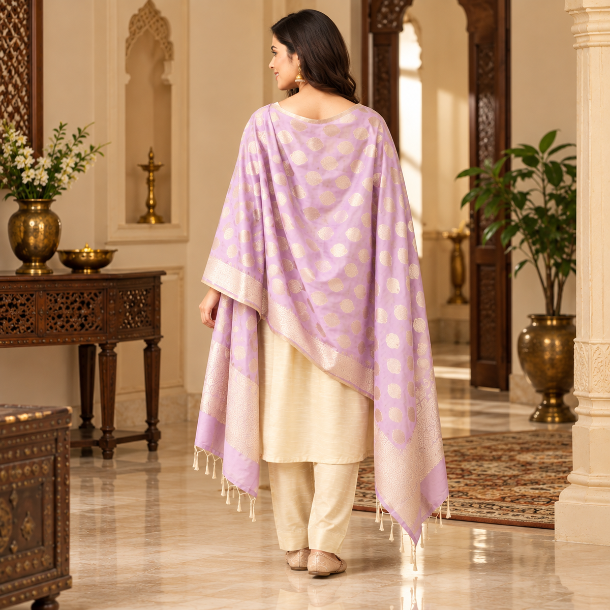Vanilla Chai Maternity and Nursing Silk Kurta Set Off-white