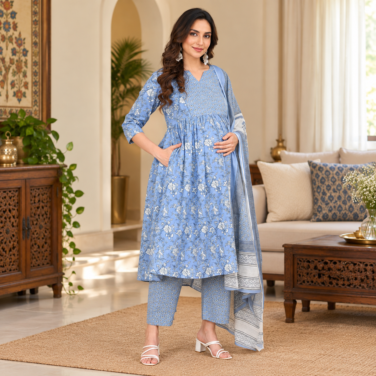 ShyamAab Maternity and Nursing Kurta Set Multi