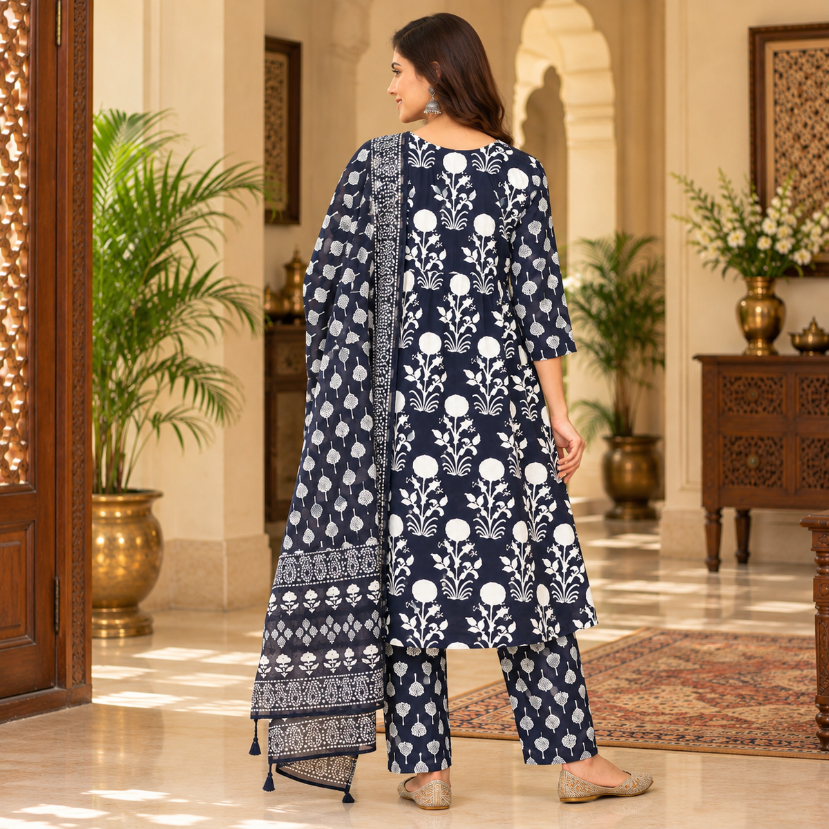 Taal Tarang Maternity and Nursing Kurta Set Navy Blue
