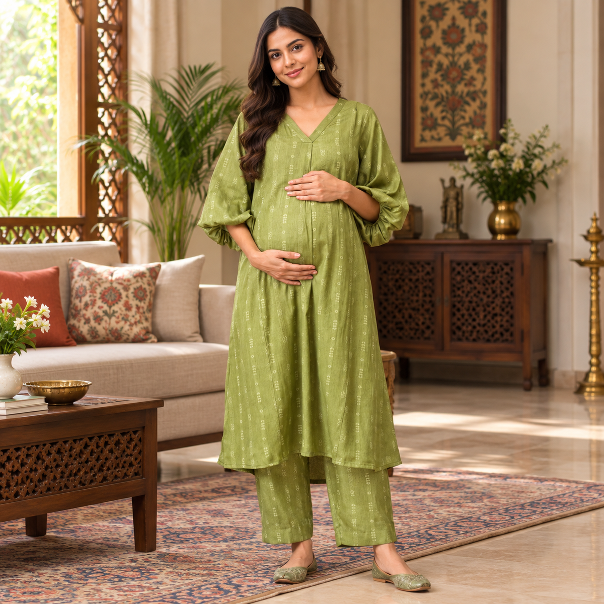 Mint Magic Maternity and Nursing Co Ord Set Green