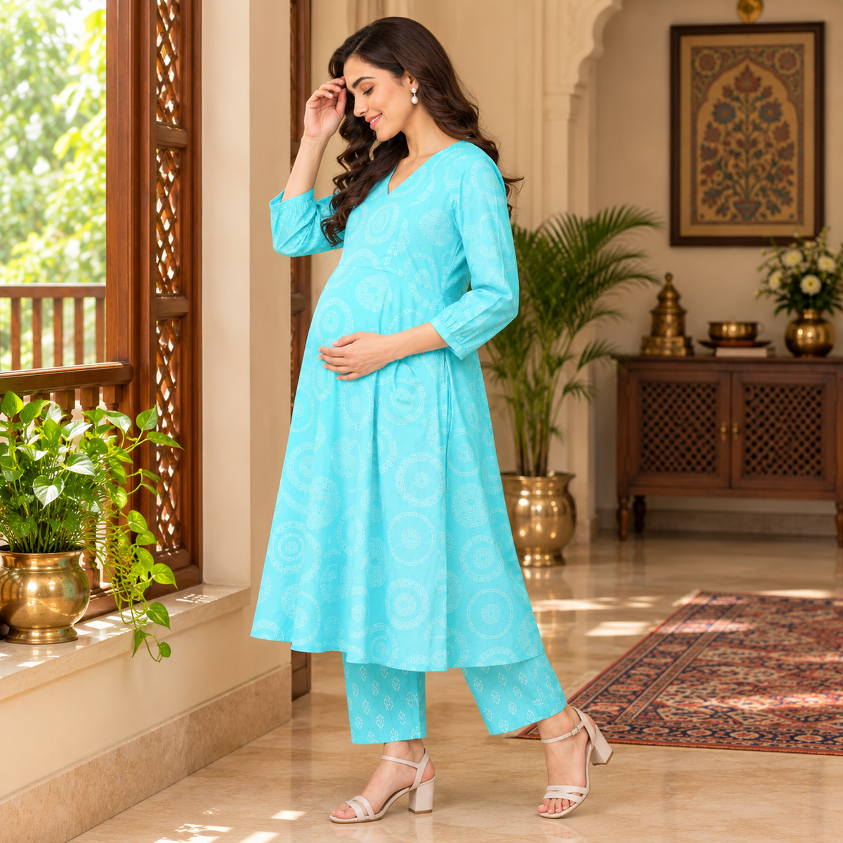 Neelam Niti Maternity and Nursing Kurta Set Multi
