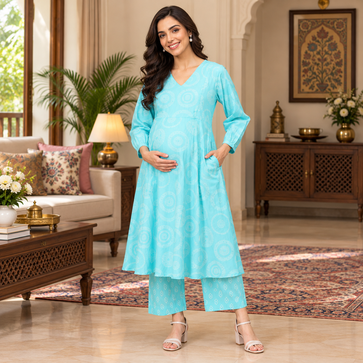 Neelam Niti Maternity and Nursing Kurta Set Multi