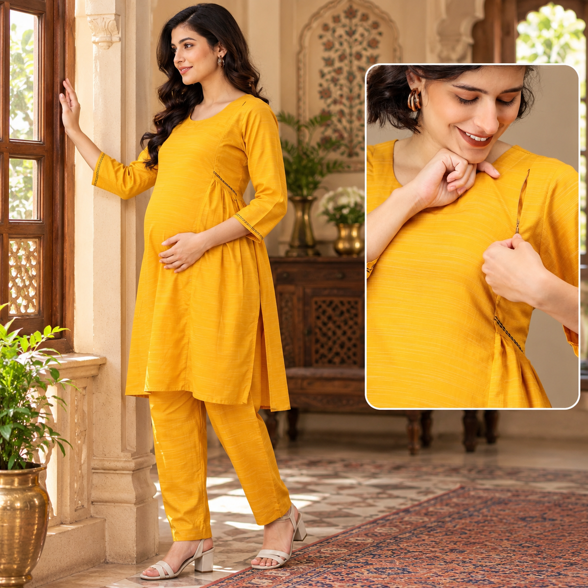 Dizzy Daisy Maternity and Nursing Co Ord Set Yellow