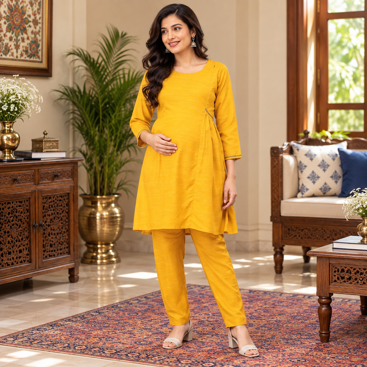 Dizzy Daisy Maternity and Nursing Co Ord Set Yellow