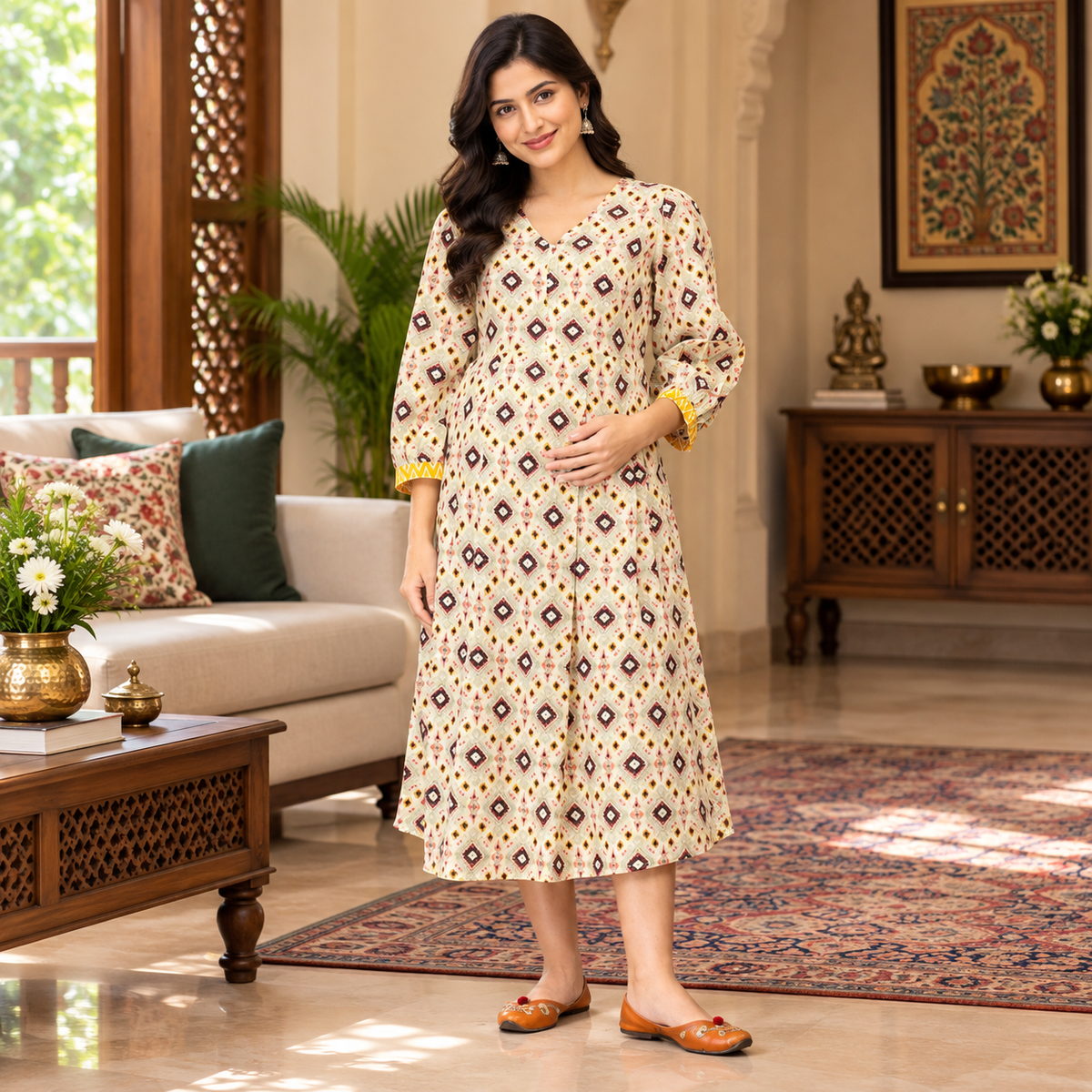 Brightest Moment Maternity and Nursing Kurti Dress Multi