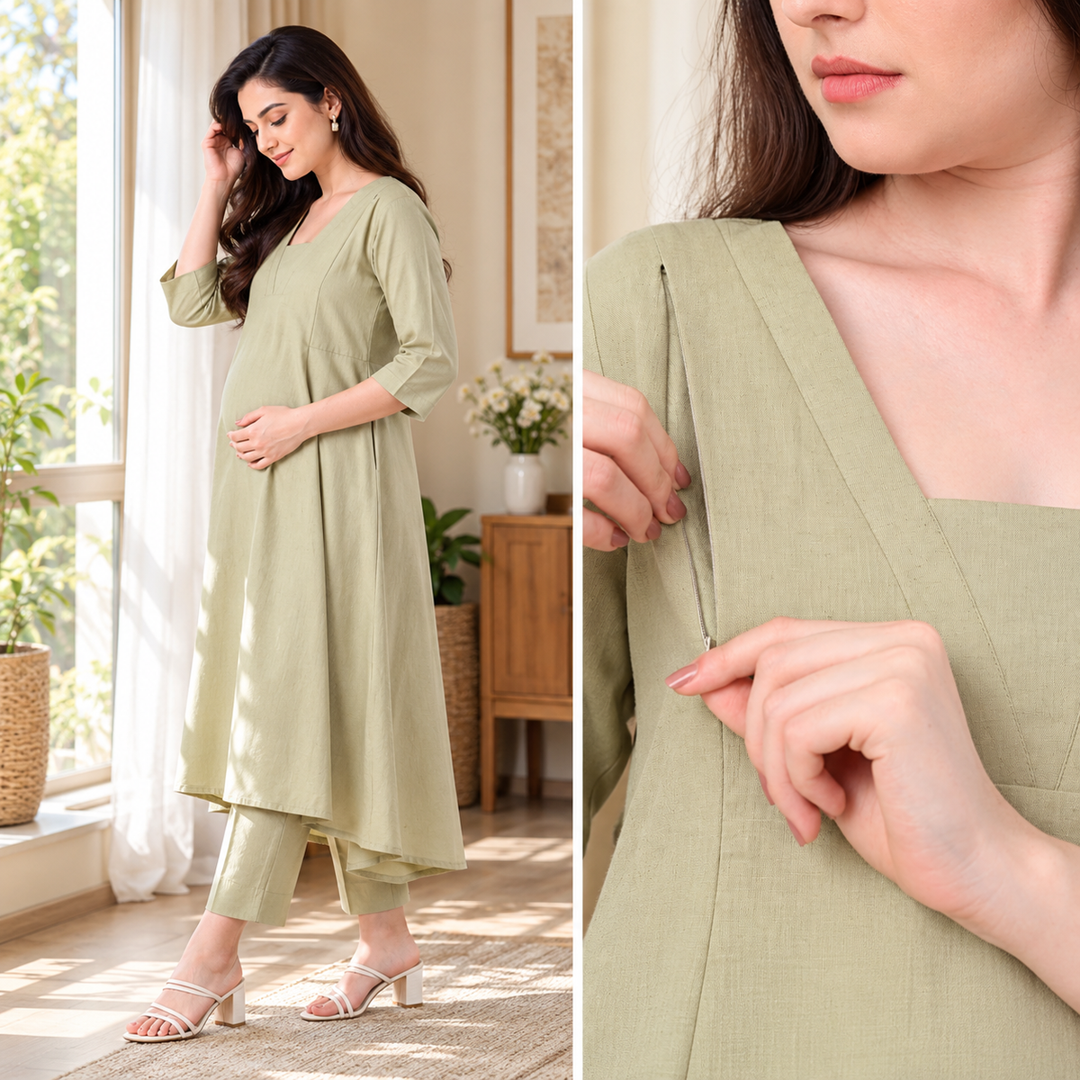 Minimal Muse Maternity & Nursing Co-Ord Set – Ivory