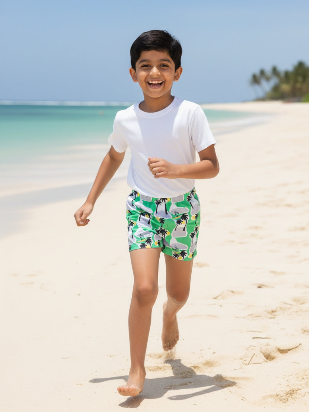Palm Paradise Palm Tree Print Boys Swim Shorts