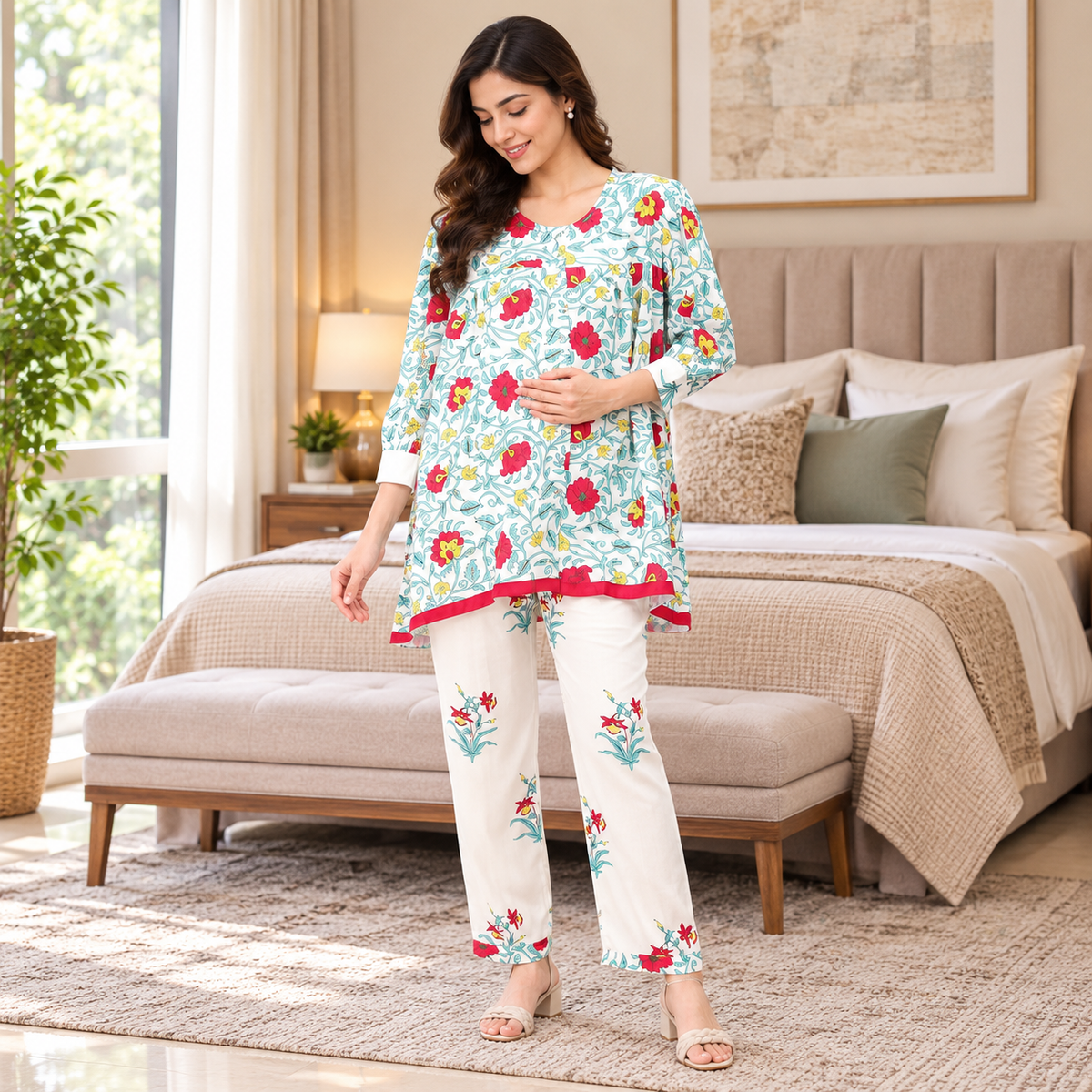 Petal & Pulse Maternity and Nursing Co Ord Set Multi