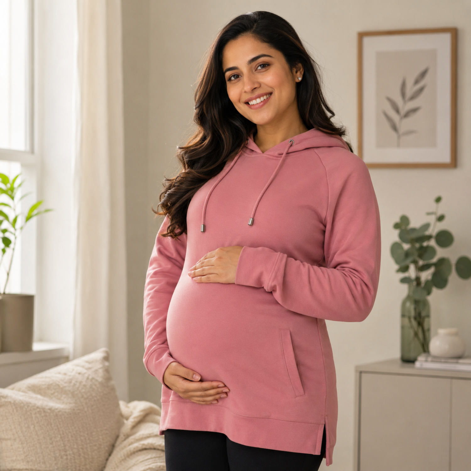 Rosé Reverie Maternity and Nursing Sweatshirt Hoodie Pink