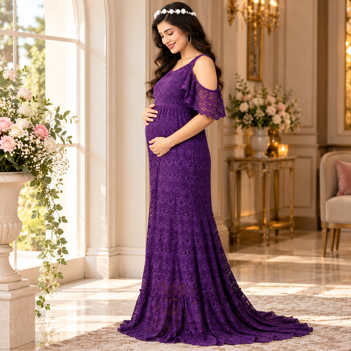 Her Majesty Maternity Photoshoot Gown Purple