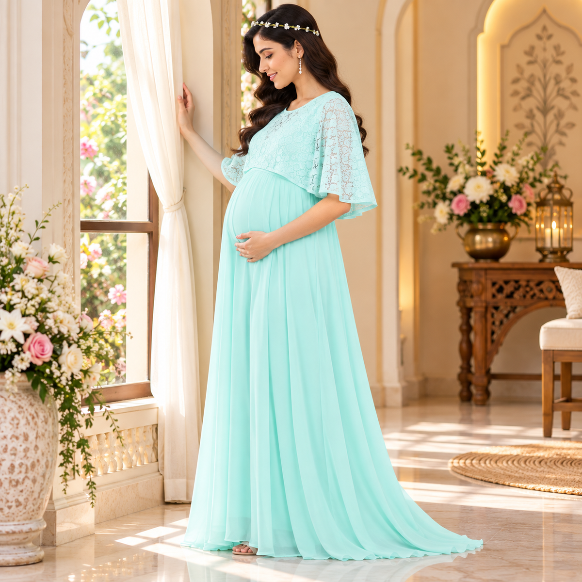 Misty Miss Jade Maternity and Nursing Gown Mint